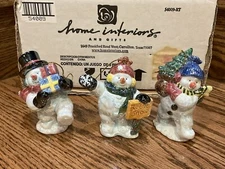 Home Interiors And Gifts - Set of 3 Iridescent Snow Men Ornaments - #54009