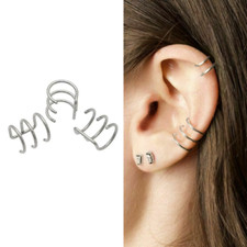 3 pcs STEEL TRIPLE LOOP EAR CUFF FAKE PIERCING CHEATER RING EARRING BODY JEWELRY