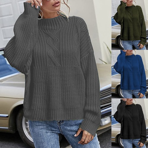 Maglione Invernale Lavorato A Maglia Da Donna A Maniche Lunghe Con Scollo A ☆ - Picture 4 of 19