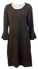 Calvin Klein M Gray Soft Rayon Blend Scoop Neck Long Flared Sleeve Stretch Dress
