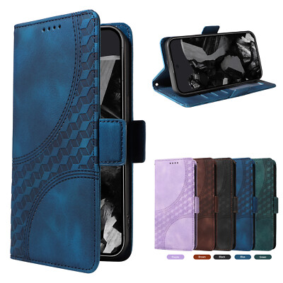 Embossed Leather Case For Google Pixel 9 Pro XL 9 8 7 Pro Card Wallet Case Cover