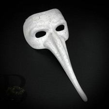 Zanni Long Nose Masquerade Mask with Unique Crackle Detailing