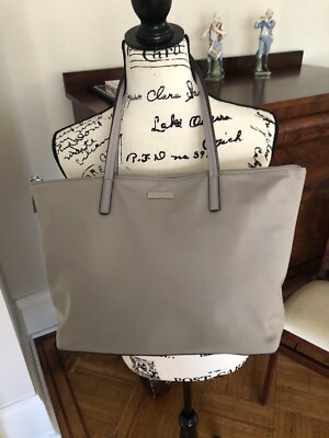 Authentic KATE SPADE Lida May Street Taupe Blush Pink Luxury Nylon Tote Bag 