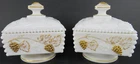 Lot of 2 Vintage Westmoreland Harvest Grape Square Footed Candy Dish w/ Lid Gold