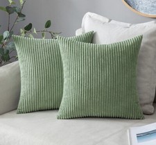 MIULEE Pack of 2 Corduroy Soft Soild Decorative Square Throw Pillow Covers Set C