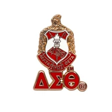 Delta Sigma Theta Sorority Crest with 3 Greek Letter Lapel Pin-New!