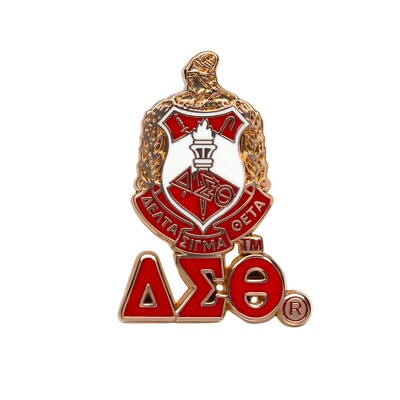 Delta Sigma Theta Sorority Crest with 3 Greek Letter Lapel Pin-New!