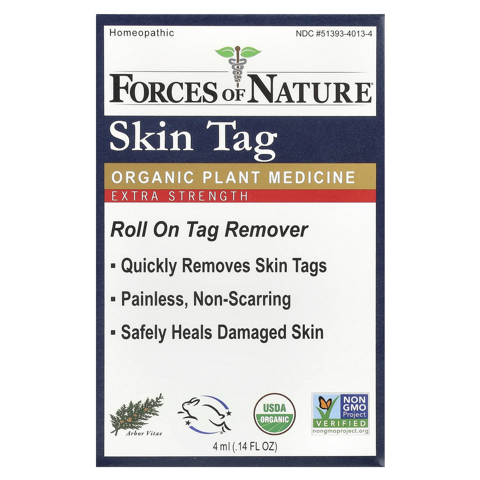 Skin Tag Roll-On, органическое растительное лекарственное средство, повышенной крепости, 0,14 жидких унций (4 мл)