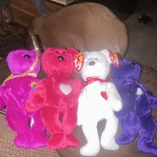 Ty Beanie Babies Retired Plush Bears Lot Purple Red White Pink with Tags