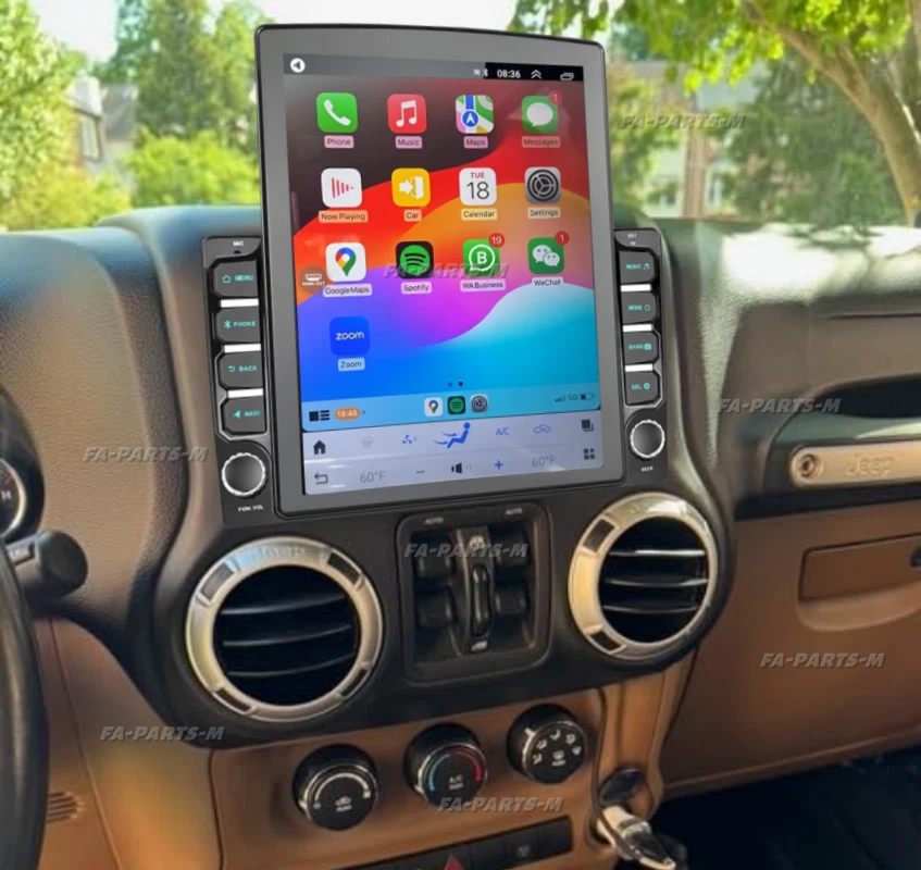 Radio estéreo Carplay de coche de 9,7" para Jeep Wrangler JK 2007-2017 Android 13 navegación GPS Foto 2 de 4
