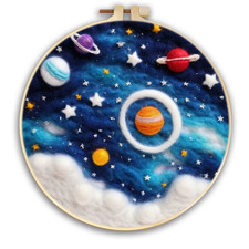 CHENISTORY Diy Wool Felt Painting Colorful Moon Scenery Starter Kit