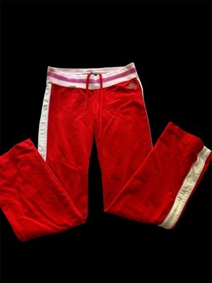 VTG Y2K Ecko Red Sweatpants Womens Small Red White Side Stripe Rhino Logo