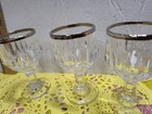 6  Stem Wine Glasses J Preziosi Italy 2oz. Platinum/Silver Rim 3" Tall — photo 4