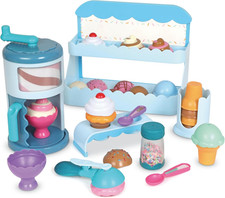 Swirly Scoops Ice Cream Shoppe - Play Food Cones, Pretend Play Kitchen Playset,