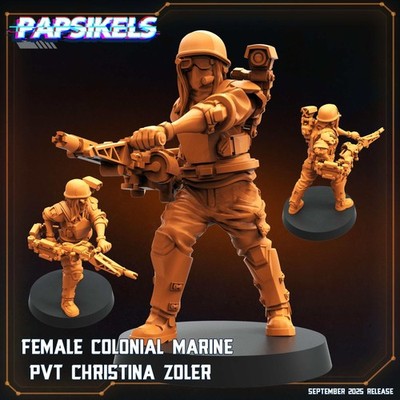 Weibliche Kolonial Marine Pvt. Christina Zoler Miniatur: Sci-Fi RPG Mini - Papsike