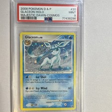 Pokémon Glaceon Majestic Dawn 20/100 Holo Rare Cosmos PSA 9 2008 Exclusive
