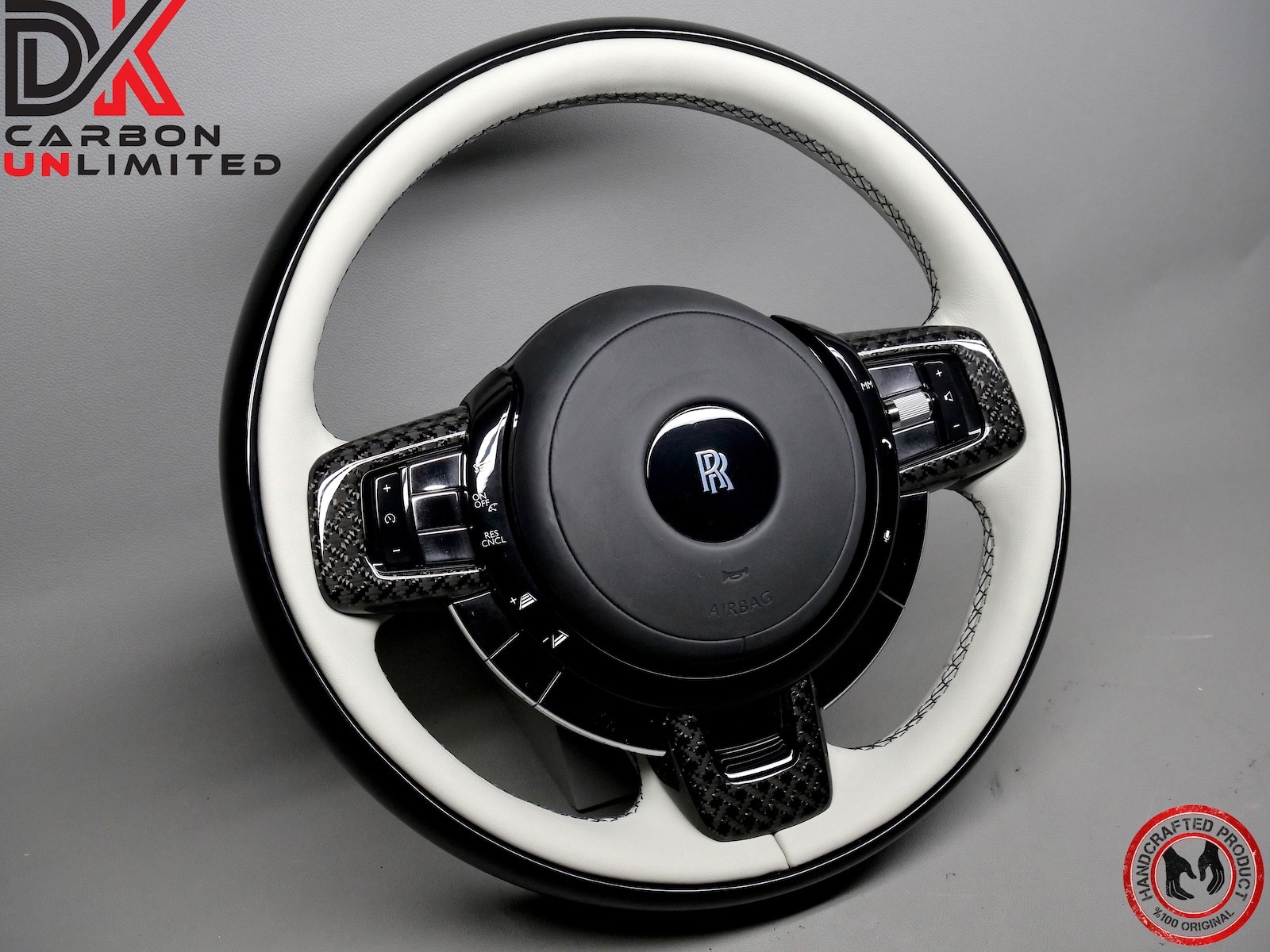 Rolls Royce Cullinan 2 Tone Thicker Piano Black Selby Gray Custom Steering Wheel