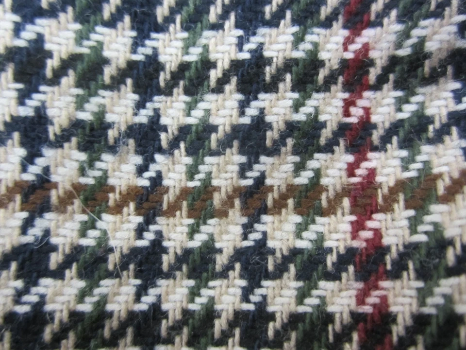 Saia Midi Xadrez Lã Forrada Antiga Michele NY Feminina M Verde Marfim Vermelho Houndstooth - Imagem 2 de 4