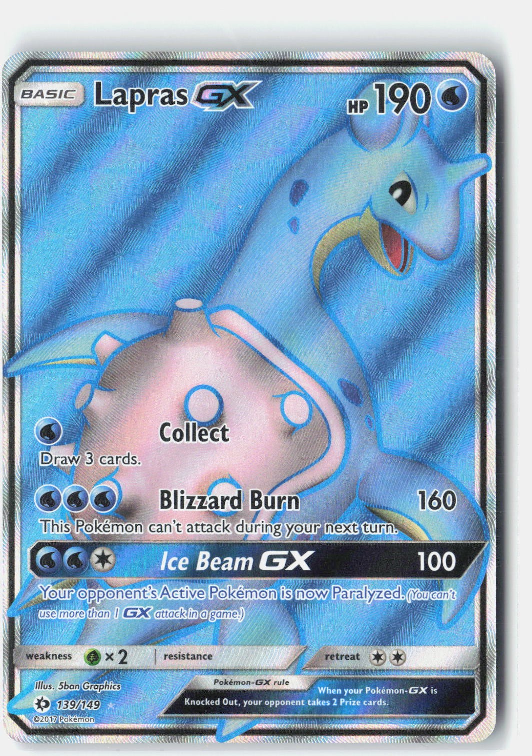 Lapras GX (Full Art) SM Base Set 139/149 Pokemon Card Holo