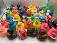 Lot Of 38 Mixed 2  Rubber Ducks Jeep Duckies Animals Bath Toys Set 1