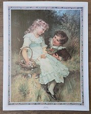 1988 Art Print Sweethearts By Fredrick Morgan 28" X 22" Litho USA Large Flat