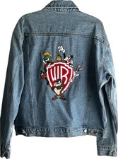 Warner Bros. Looney Tunes Embroidered Button Jean Jacket Blue L