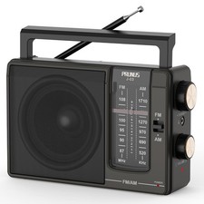 PRUNUS J03 AM FM Radio Portable Small, Model AA Battery and AC Plug Black