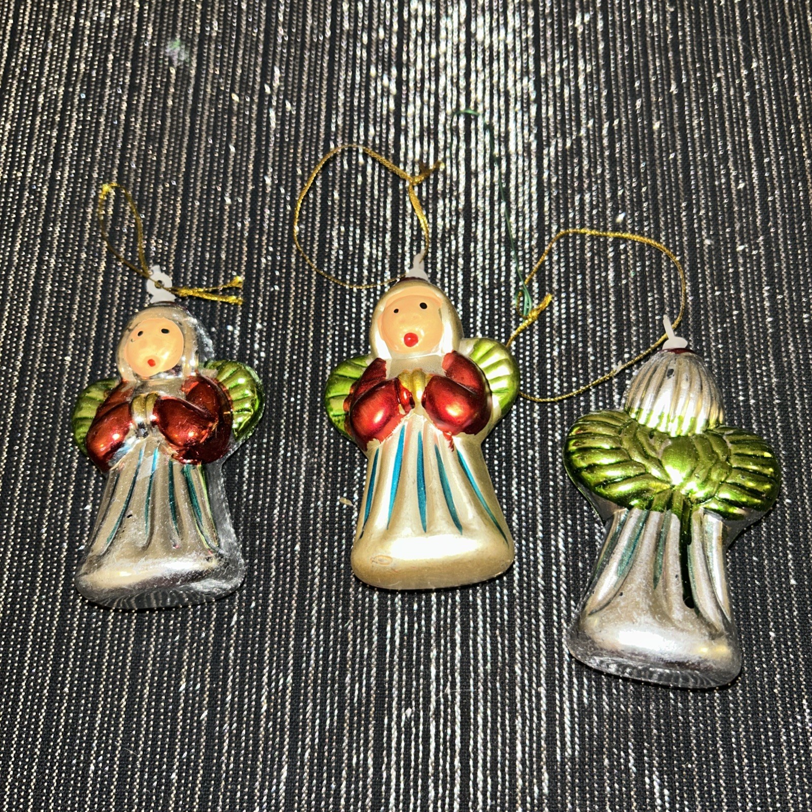 Vintage Plastic Christmas Ornament Blow Mold Metallic Lot 39-trees snowman Santa