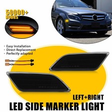 2x Smoked Side Marker Amber Light For Mercedes Benz C250 C300 C350 C63 2012-14 D