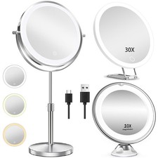 10X Magnifying Mirror With LED Lights Make Up Shaving Illuminated Cosmetic NEW