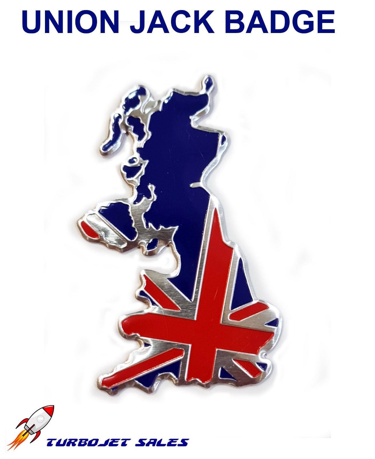1x Union Jack Flag Car Emblem England United Kingdom GB UK Aluminium Badge Thin