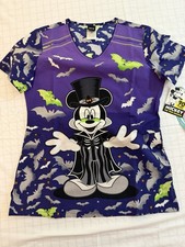 Mickey Mouse Cherokee Scrubs Disney Tooniforms Halloween V Neck Glow In The Dark