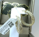 $3999-2CTTW💥CERTIFIED NATURAL Diamond INSIDE OUT HOOP EARRINGS💥10K YELLOW GOLD — photo 9