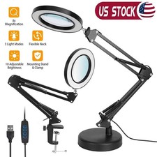 8x Magnifying Glass Desk Light LED Magnifier Lamp Reading Lamp With Clamp