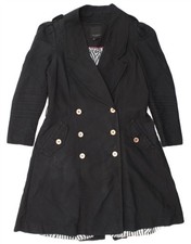 TED BAKER Womens Double Breasted Trench Coat Size 4 Large Black BH46