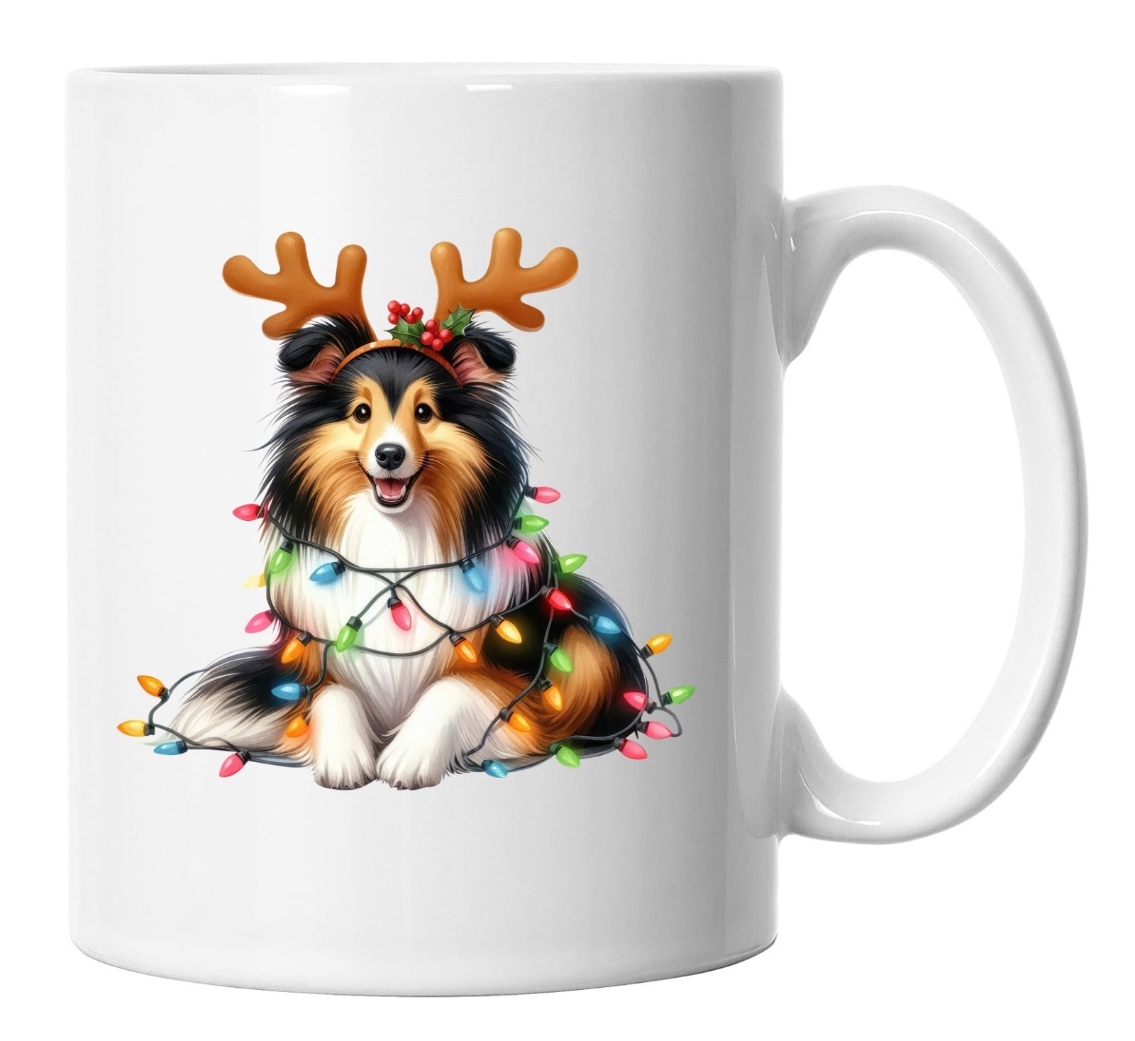 Shetland Sheepdog Mug, Shetland Sheepdog Christmas Themed Dog Lovers Mug