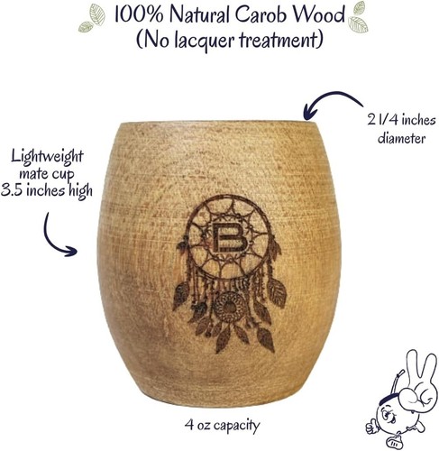 Full SET Yerba Mate Carob Cup Gourd + Handmade Straw + 1lb Organic Yerba Mate