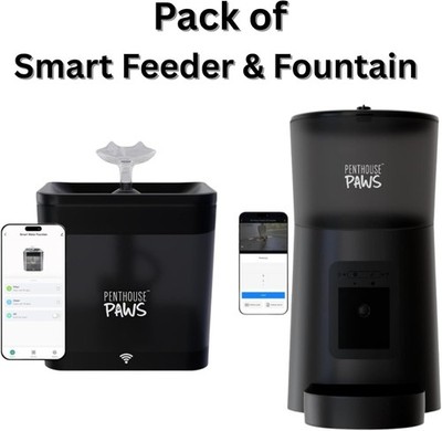 Penthouse Paws Feeder & Fountain Bundle 6L Smart Feeder+2.2L Pet Water Fountain