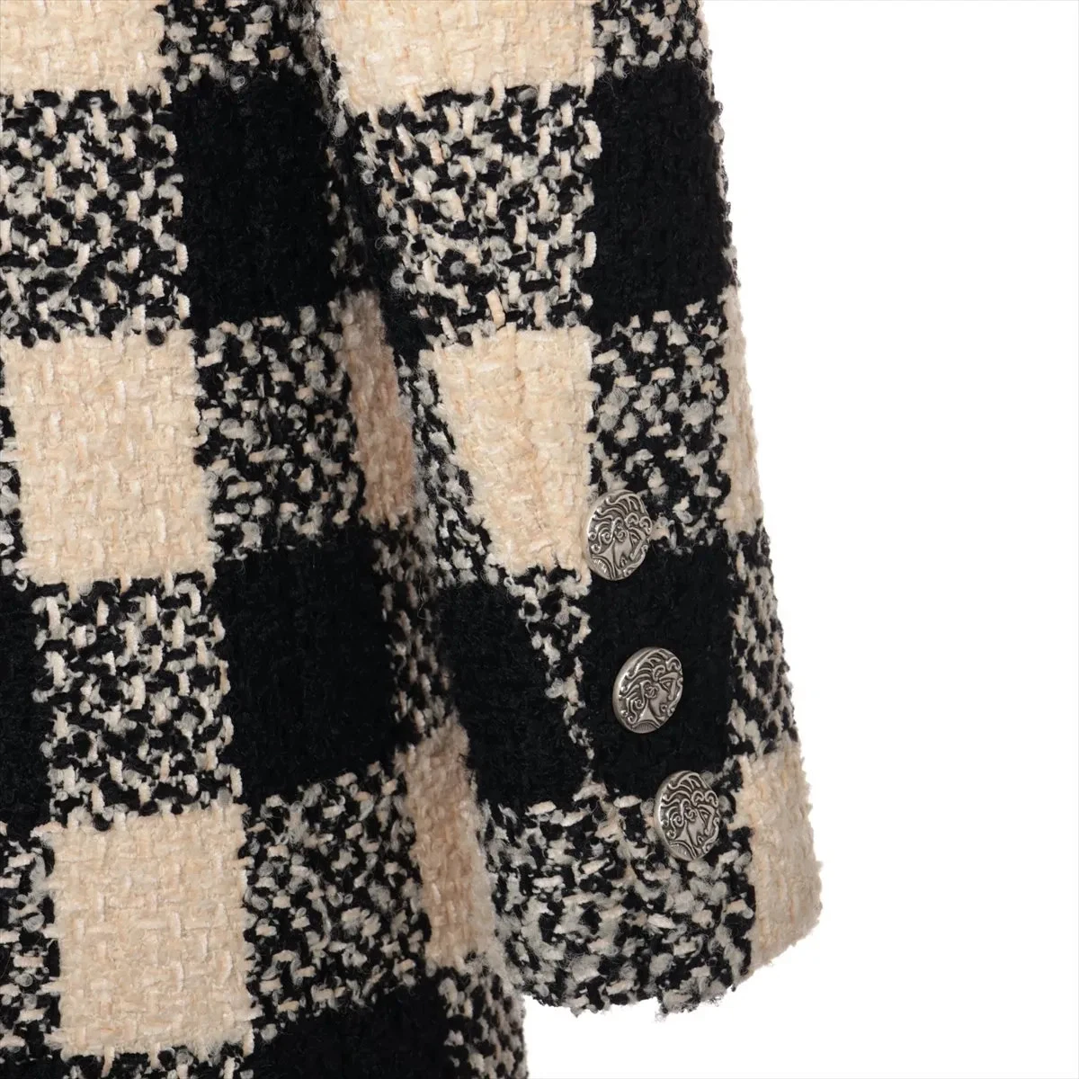 Cappotti Chanel Coco Bottoni Lana e Seta 34 Donna Beige x Nero P54393V37464 Twee
