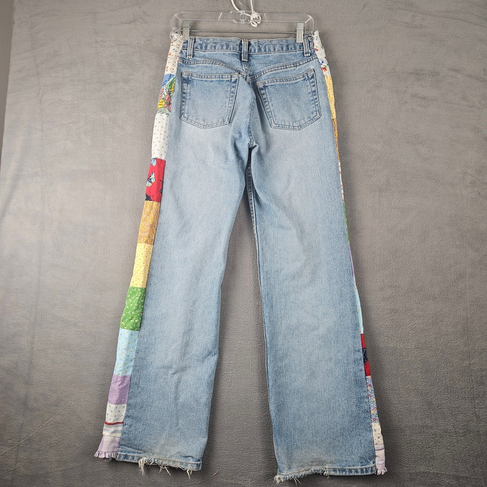 Homemade Patchwork Artsy Side Panel Straight Leg … - image 2