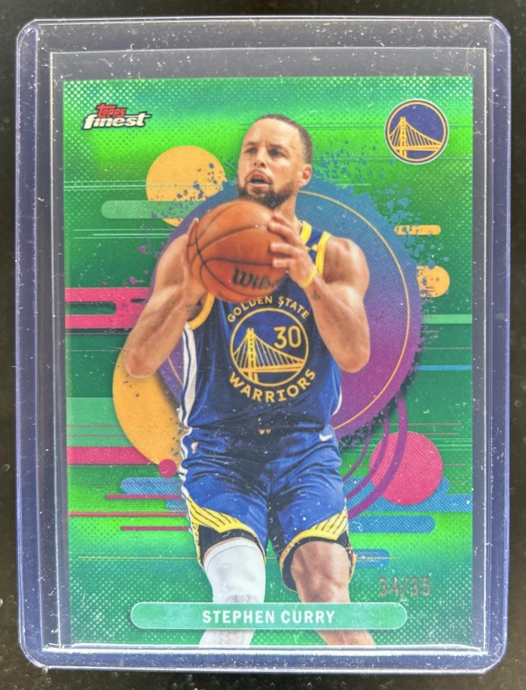 2025-26 Topps Finest Stephen Curry Uncommon Green Refractor #/35 Warriors