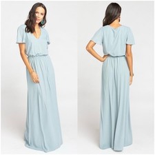 show me your mumu michelle flutter maxi dress silver sage chiffon women xsmall