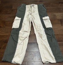 Happily Grey Women's Parachute Cargo Pants Army Green And Ivory Size L Y2K