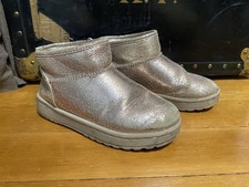Sonoma Goods For Life Kazz Big Girls 1 Ankle Boots Gold Glitter Faux Fur Lining