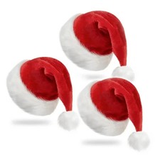 3 packs Christmas Santa Hat for Adults, Unisex Velvet Classic Holiday
