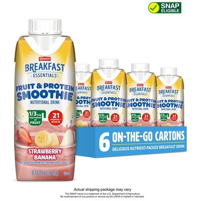 Carnation Breakfast Fruit & Protein Smoothie Nutritional Drink Shakes, 8 fl oz