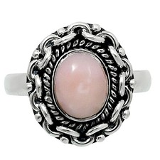 Natural Pink Opal 925 Sterling Silver Ring Size 8  Wholesale Jewelry USA