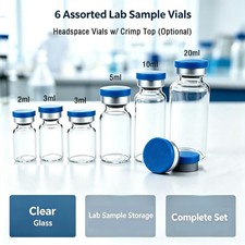 1000PCS 2/3/5/10/20ml Glass Vials Headspace Vials Lab Vials w/ Caps Crimp Top US