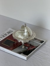Vintage Ornate Silver Plated Butter Dish or Caviar Dish Silver Plated  Serveware