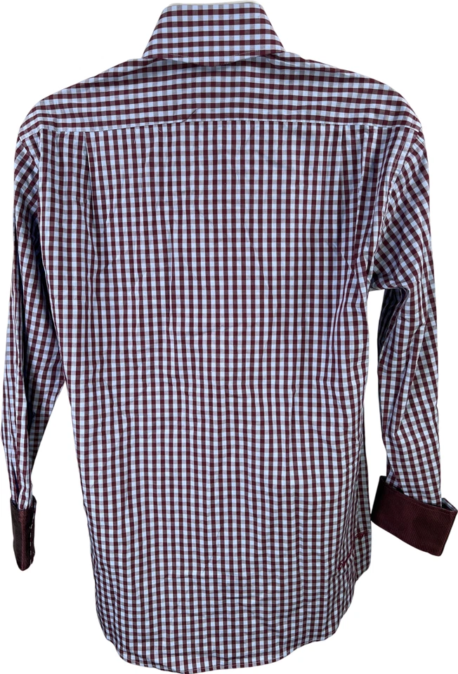 Camisa abotonada manga larga a cuadros azul/borgoña English Laundry para hombre - 16 34/35 Foto 2 de 4